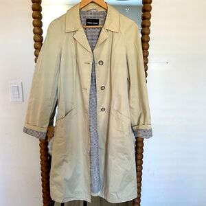 Giorgio Armani Cream Trench Coat with chic patterned interior
